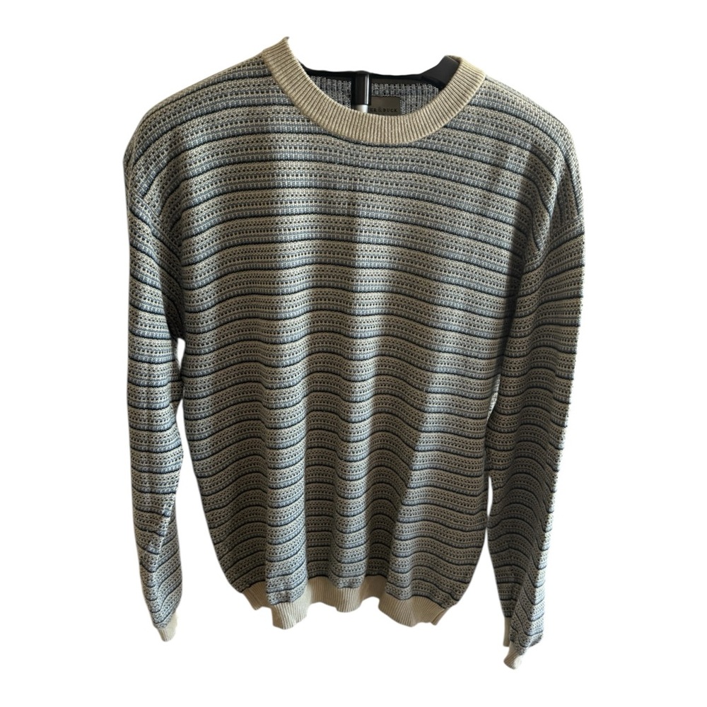 Cutter & Buck Sweater Silk and Cashmere Striped Beige and Blue Size L